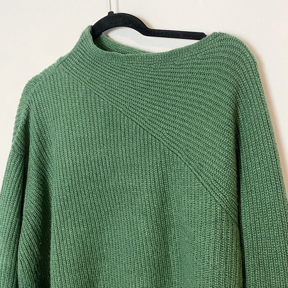 Eloquii Asymmetrical Hem Green Knit Sweater